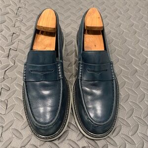 Hogan Navy Leather Slip-On Loafers